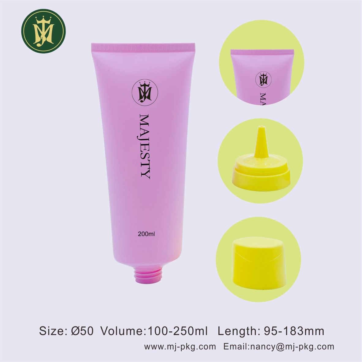 Tubo de gel de ducha y champú de 200ML personalizado, tubo suave cosmético para acondicionador de cabello, tubo de plástico con tapa de boquilla larga
