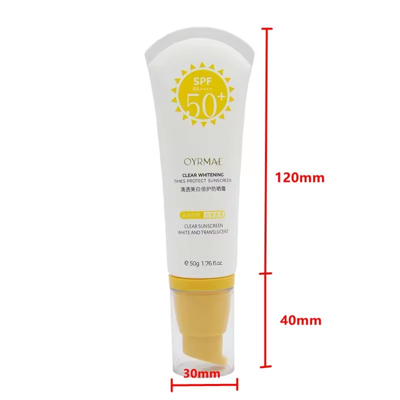 Precio directo de fábrica, cabezal de bomba de 50ml, protector solar, tubo vacío personalizable para loción corporal y crema BB, uso cosmético