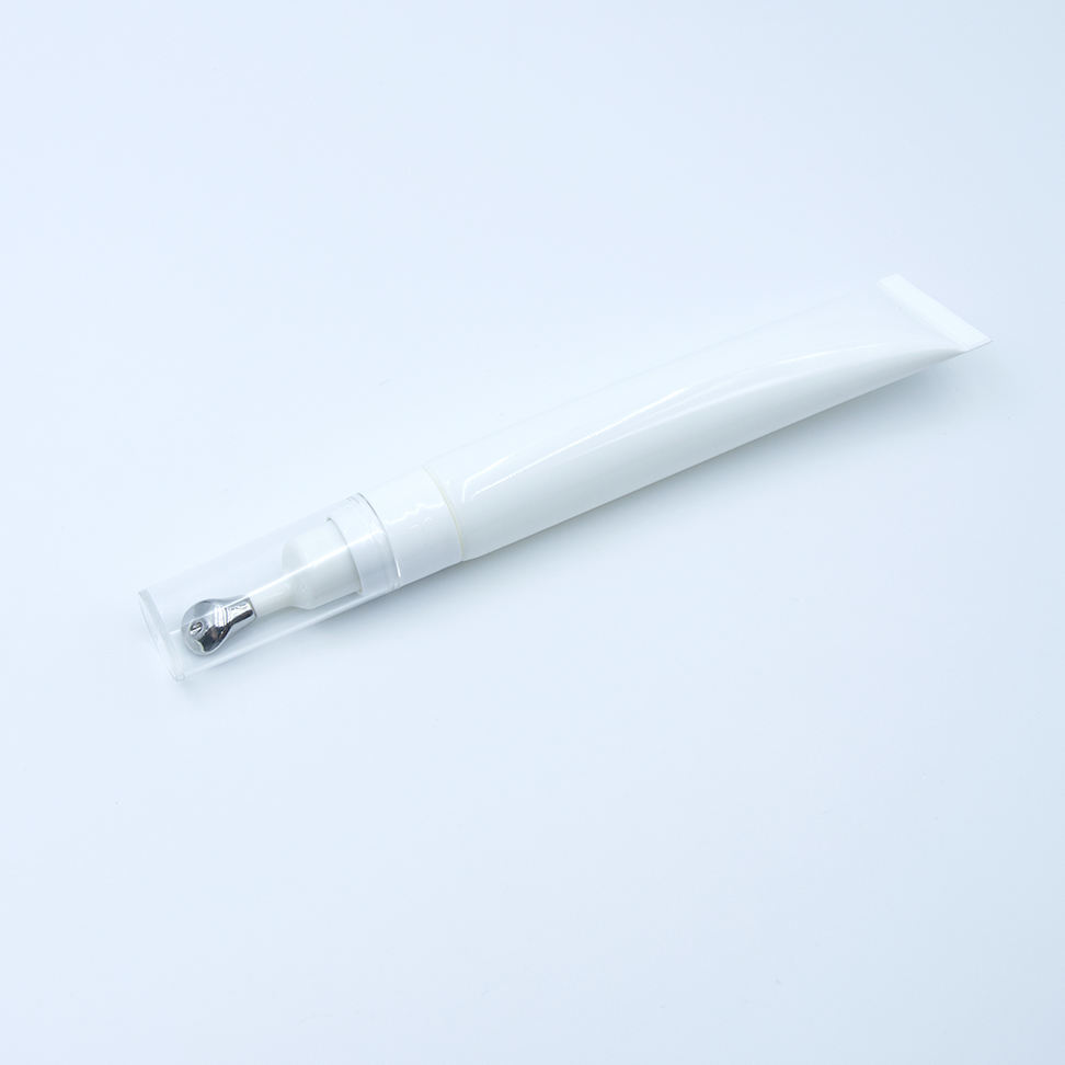 Envase cosmético vacío de alta calidad personalizado, tubo de esencia de crema para ojos de aleación de Zinc con logotipo personalizado, cabezal de masaje vibratorio, 20ml
