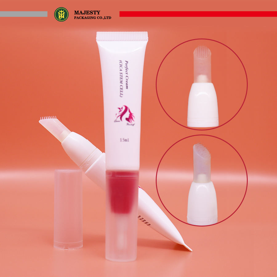 Mini tubos de embalaje de bálsamo labial de plástico, 5ml/10ml/15ml, con aplicador de silicona, contenedores vacíos para bálsamo labial, tubo exprimidor para masaje