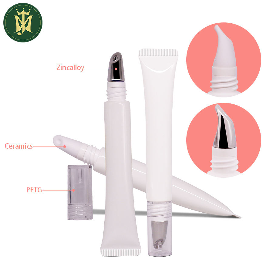Aplicador de aleación de zinc o cerámica, tubo de plástico para crema para ojos, 10ml, 15ml, 20ml, tubo cosmético de plástico, embalaje de tubo de plástico para ojos