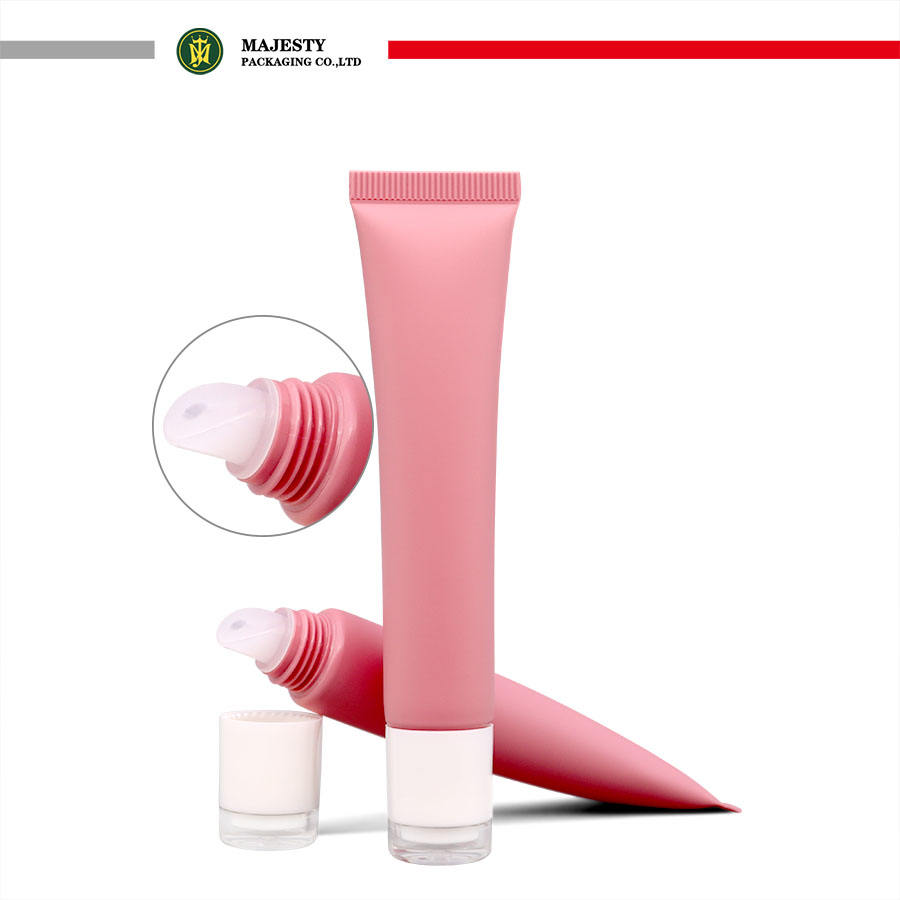 OEM/ODM personalizado 10ml 15ml tubo de brillo de labios de plástico con tapa de acrílico tubo de bálsamo labial para envases cosméticos superficie de estampado en caliente