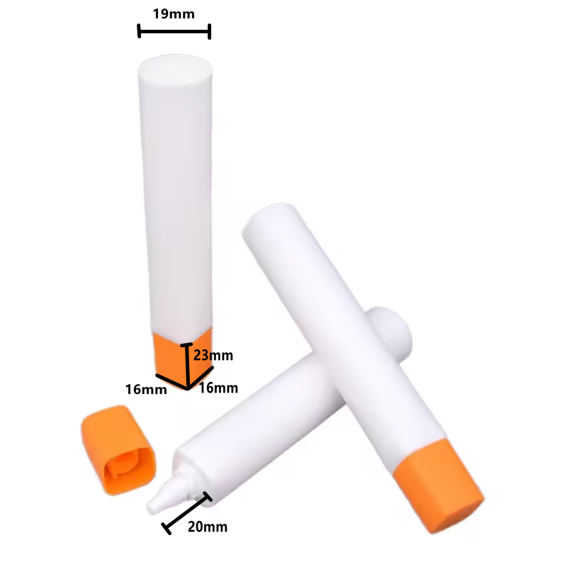 Tubo exprimible de plástico blando de PE personalizable, crema protectora solar con tapa cuadrada de 10-15g para lavado de manos y rostro, uso cosmético con tapón de rosca