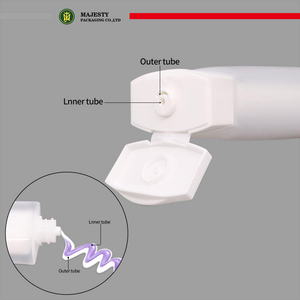 Tubo de doble cámara de doble capa, tapa abatible de cerámica, loción corporal, lavado de cara, tubo de plástico, embalaje cosmético, tubo exprimidor para el cuidado de la piel