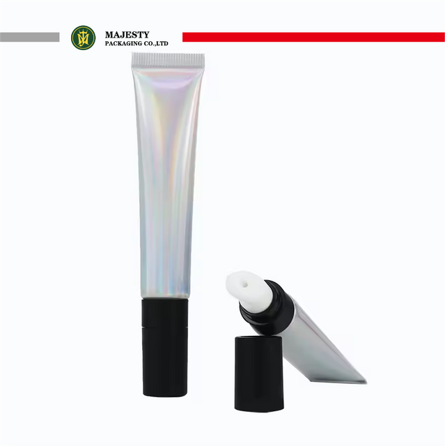 Tubo de lápiz labial vacío ABL PBL, láser plateado personalizado, 19mm de diámetro, 10 ~ 30ml de capacidad, aplicador de cerámica, tapón de rosca, crema