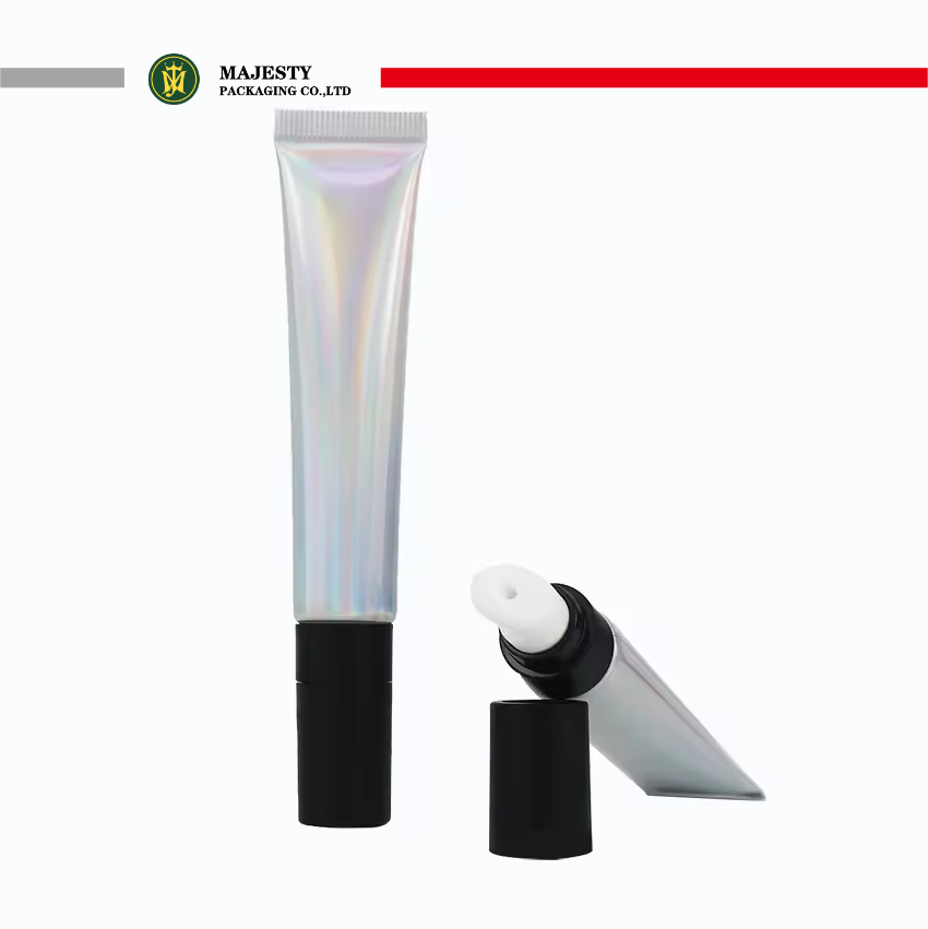 Tubo de lápiz labial vacío ABL PBL, láser plateado personalizado, 19mm de diámetro, 10 ~ 30ml de capacidad, aplicador de cerámica, tapón de rosca, crema