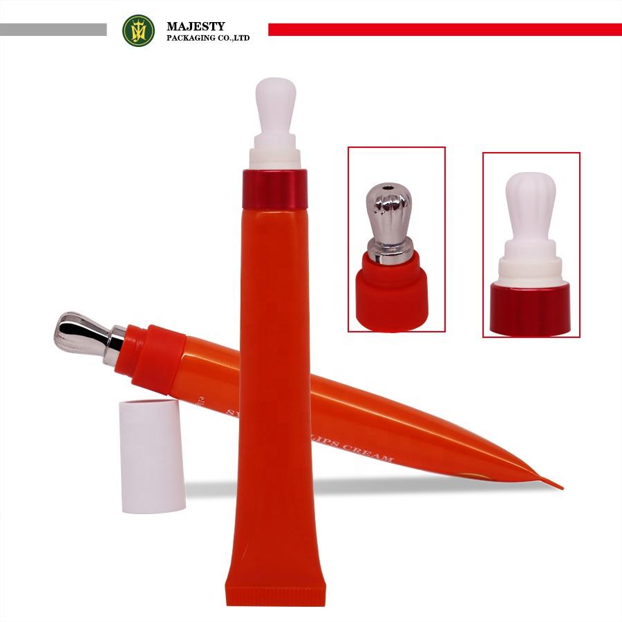 Embalaje de tubo cosmético de plástico vacío, tubo de bálsamo labial para crema de ojos, aplicador de masaje de aleación de Zinc o cerámica, embalaje de tubo para cuidado de la piel