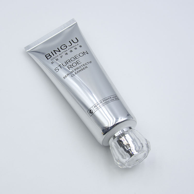 Custom120ML, embalaje de tubo de plástico PE suave vacío impreso, estampado en caliente, manipulación de superficies, envases para embalaje de loción limpiadora Facial