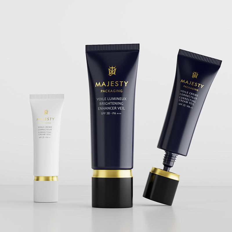 Tubo de crema para ojos vacío de plástico suave de lujo OEM, 30ml-60ml, líquido de base y tubo cosmético de embalaje de protector solar