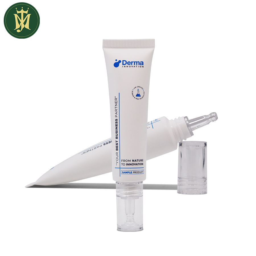 Tubos de plástico PETG transparentes personalizados, cubierta de gota de boca larga para crema cosmética para ojos, protector solar de esencia, 10ml-30ml