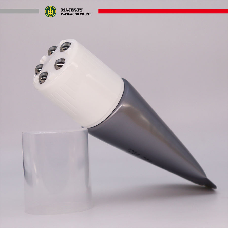 Tubo cosmético de plástico con rodillo de masaje de bola de acero inoxidable para loción corporal, tubo vacío para embalaje de tubo de crema de masaje