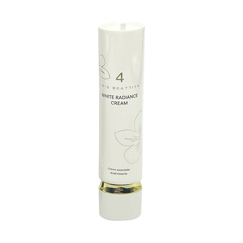 Tubo exprimidor vacío de forma ovalada, embalaje de plástico de 15ml-35ml para crema facial esencial, protector solar, maquillaje líquido, tapa de tornillo dorado