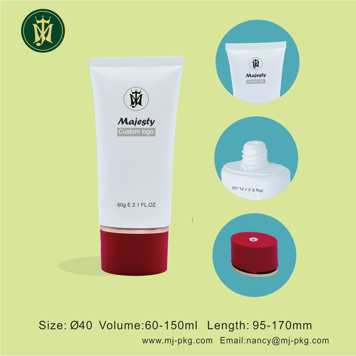 Limpiador de crema facial de tubo de plástico de maquillaje cosmético de tubo de protección solar de tubo suave personalizado con tapa de torsión de flujo central