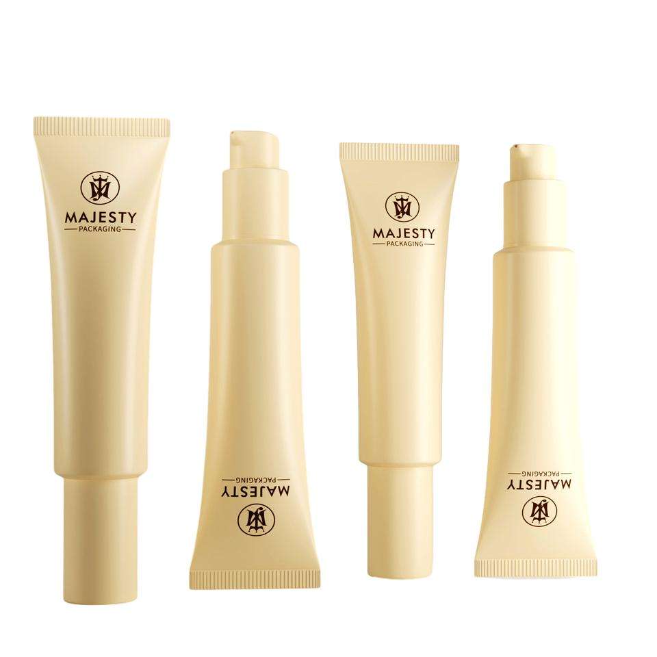 Embalaje de tubo de crema BB de plástico blando personalizado de 30 ml con cabezal de bomba sin aire para tubos de maquillaje de suero para ojos con protección solar