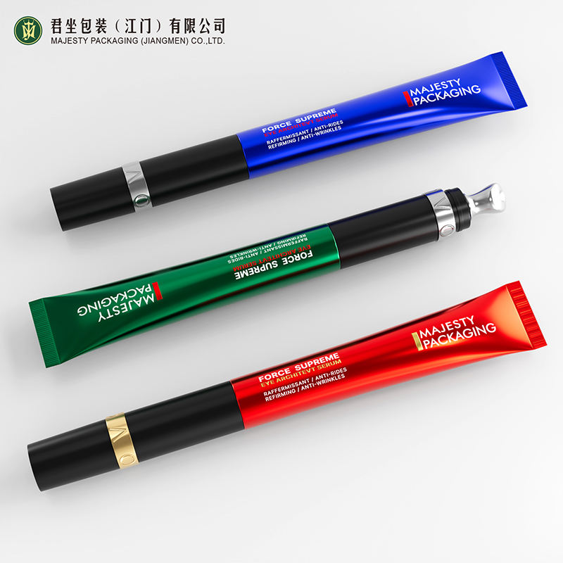 Logotipo personalizado, 15ml, 20ml, tubos de plástico de masaje eléctrico de alta gama, crema de ojos de aluminio vacía, aplicación de Metal de aleación de Zinc vibrante