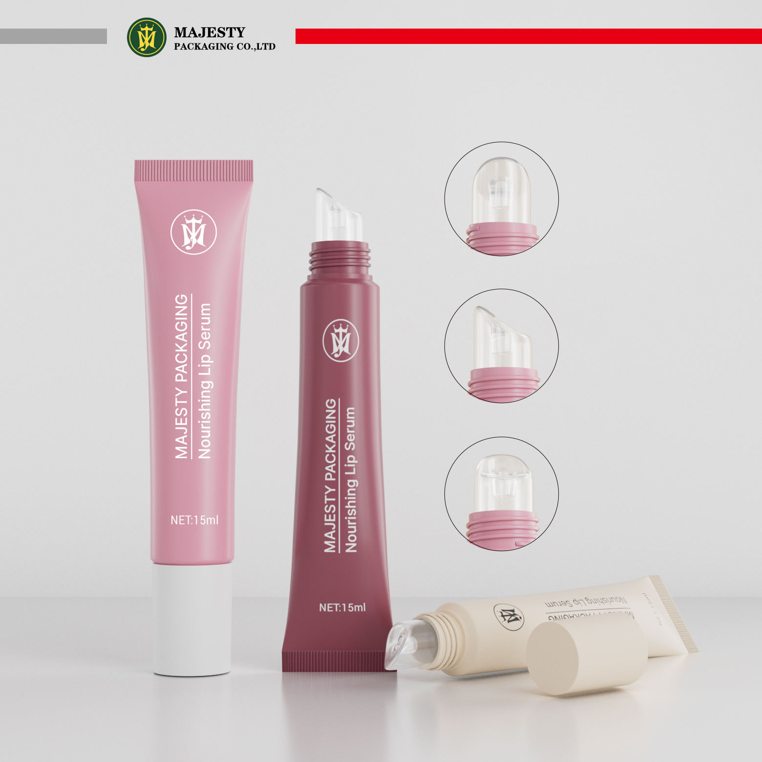 Tubos exprimidores de brillo de labios personalizados de 10 ml y 15 ml Envases de brillo de labios Tubo suave de plástico Tubo de brillo de labios de plástico personalizado