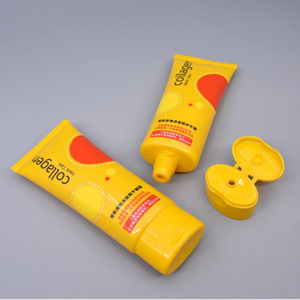 Tubo cosmético exprimido de plástico personalizado, 100ML, embalaje, limpiador Facial y loción corporal, cubierta abatible, superficie de etiquetado de protector solar