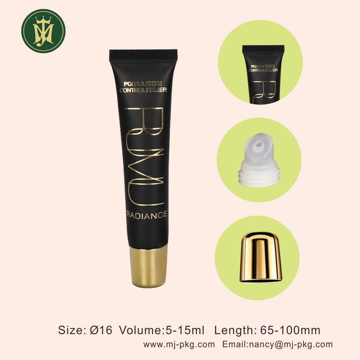 Tubo exprimido personalizado de 10g, 10ml y 15ml para brillo labial, lápiz labial, bálsamo labial, envases de plástico vacíos, color personalizado