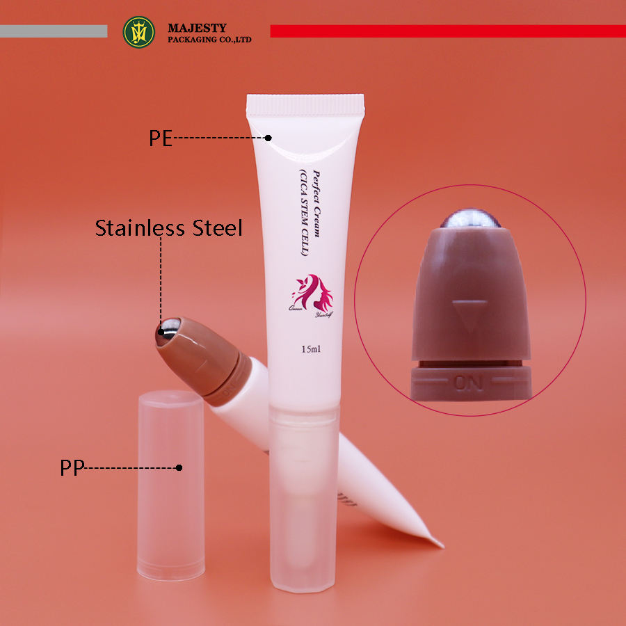 Tubos de embalaje de protector labial de plástico personalizados de 5ml/10ml/15ml con recipientes vacíos de bola inoxidable, tubo de brillo de labios de plástico