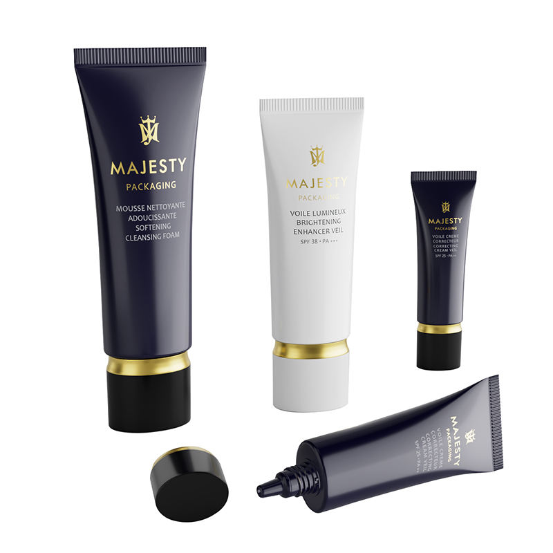Tubo de crema para ojos vacío de plástico suave de lujo OEM, 30ml-60ml, líquido de base y tubo cosmético de embalaje de protector solar