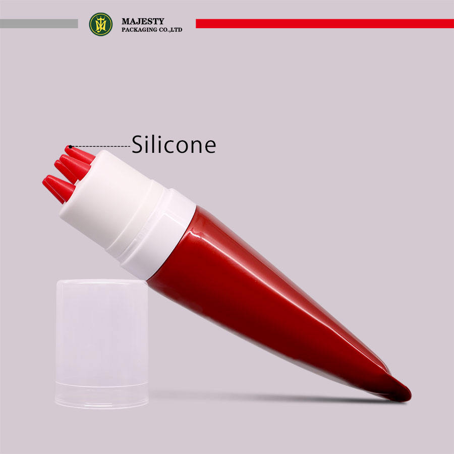 Tubo de masaje del cuero cabelludo con aplicador de silicona, tubo de plástico vacío de 50ml, embalaje cosmético para el cuidado de la piel, tubo de compresión suave