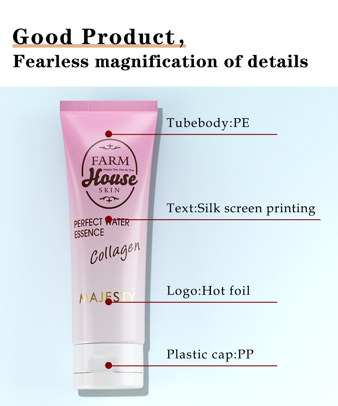 Tubo de crema para cuerpo de color rosado 