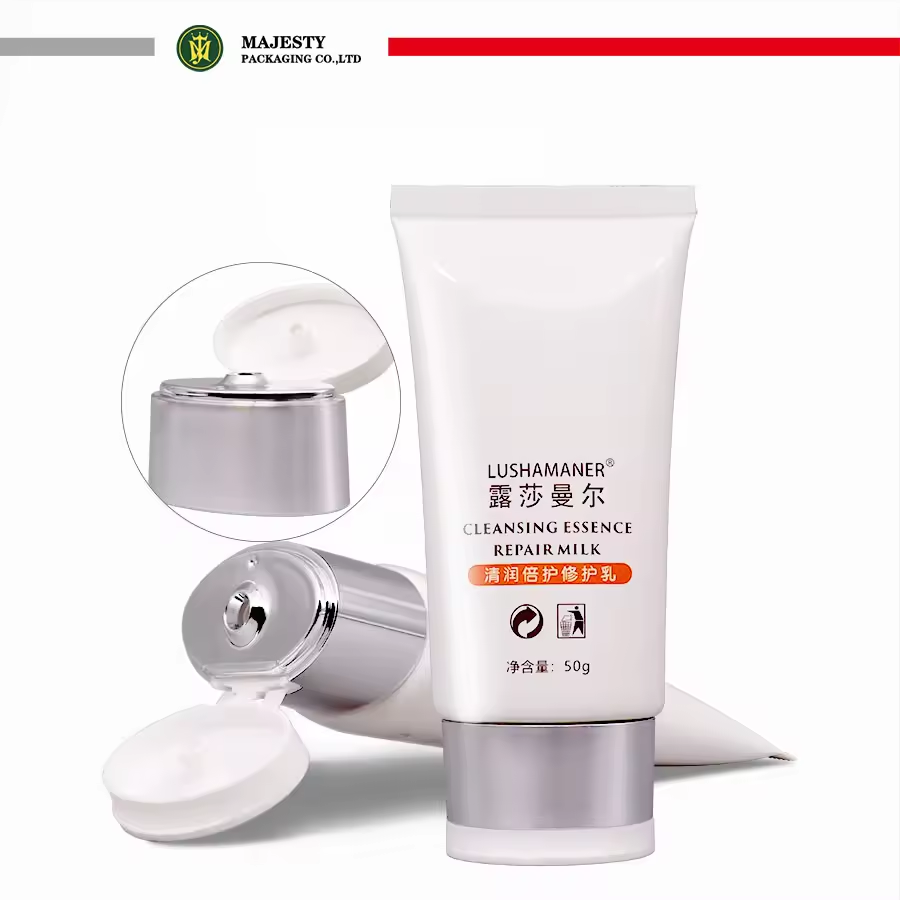 Tubo suave cosmético de plástico OEM ODM para embalaje de protección solar Tubo de embalaje de crema BB con embalaje de crema solar de forma ovalada