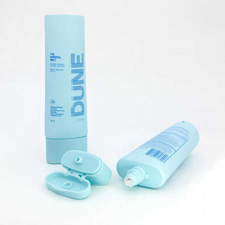 Tapa superior ovalada personalizada, tubo de compresión suave de PE, tapa superior abatible, crema, limpiador Facial, protector solar, loción corporal para cosméticos