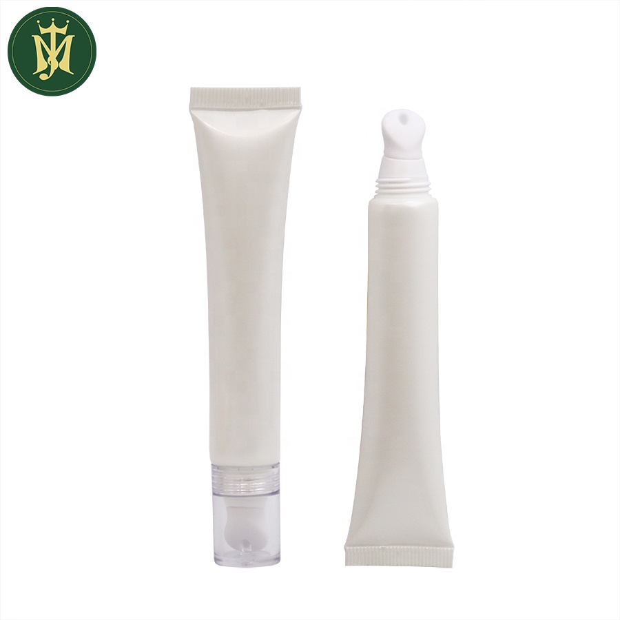Embalaje de tubo cosmético de plástico vacío para bálsamo labial Eyecream 10ml 15ml 30ml forma redonda con aleación de zinc o tubo aplicador de cerámica