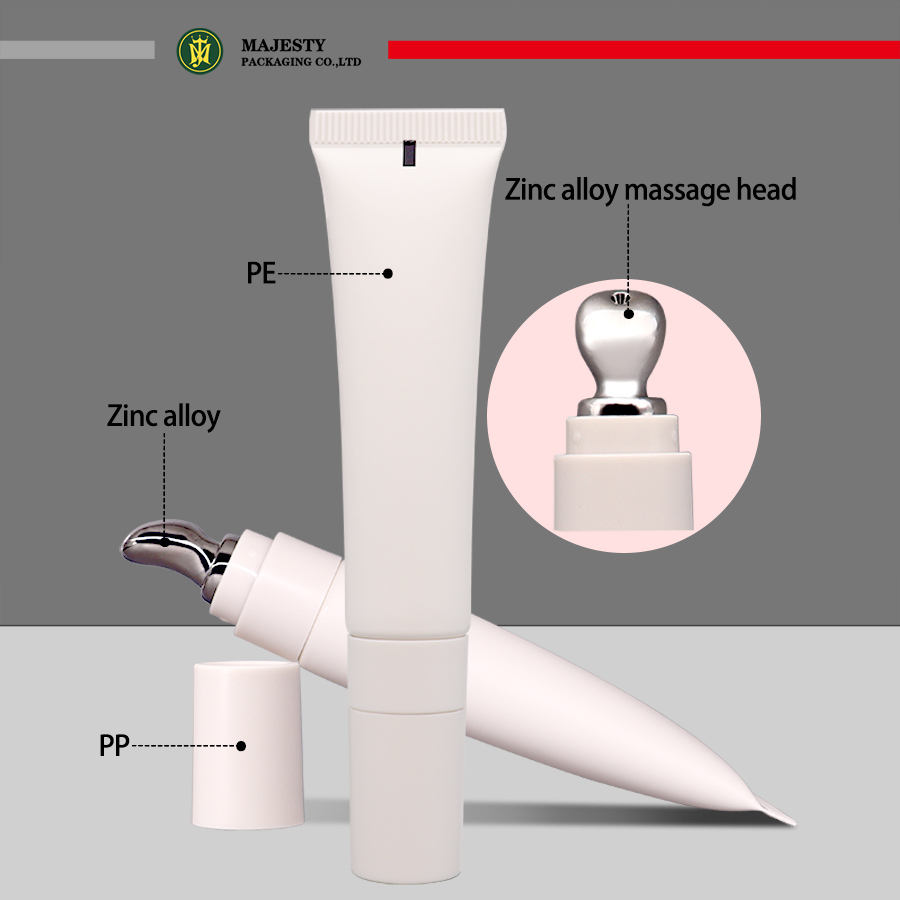 Tubo de crema para ojos, tubo de brillo de labios suave, aplicador de aleación de Zinc de 19mm de diámetro, tapa de rosca de 10 ~ 30ml de capacidad, se puede llenar desde la parte superior