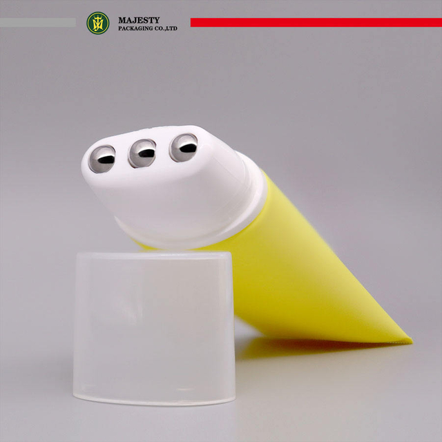 100-120ml tubo ovalado de 3 rodillos crema facial personalizada crema corporal crema de masaje rodillo para apretar masaje tubo de plástico embalaje cosmético