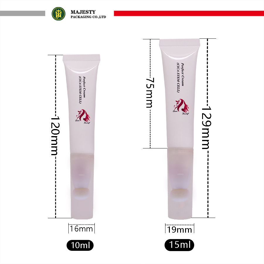 Tubo cosmético de plástico, tubo de rubor líquido para lápiz labial con aplicador de cepillo suave, tubo cosmético de pequeño volumen de 10ml, 15ml y 30ml