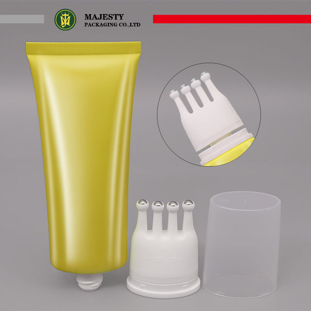 Tubo de masaje con bola de rodillo de acero inoxidable, tubo de embalaje de crema adelgazante, masajeador del cuero cabelludo, aceite esencial, embalaje cosmético de plástico, 4 unidades