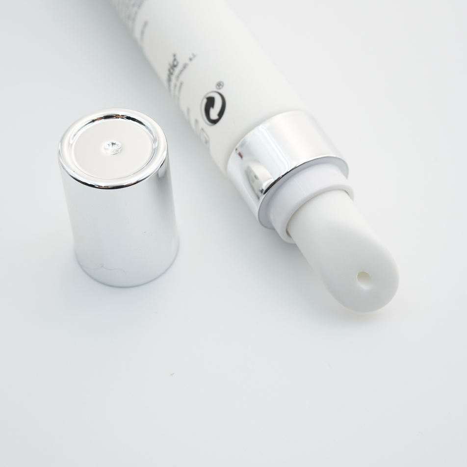 Personalizado de 19 mm de diámetro. Tubo de crema para ojos vacío, 10ml, 15ml, 20ml, embalaje superior de cerámica de masaje de plástico con aplicador de placa de cerámica