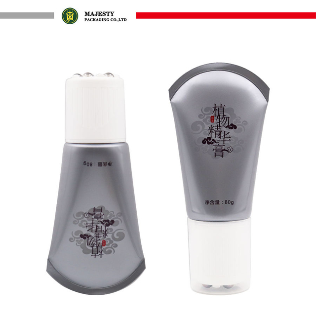 Tubo cosmético de plástico con rodillo de masaje de bola de acero inoxidable para loción corporal, tubo vacío para embalaje de tubo de crema de masaje