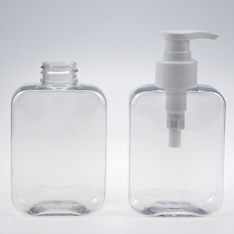Bomba de Gel de ducha vacía de 150ml y 300ml, botella de plástico HDPE, embalaje cuadrado plano, botellas de champú y acondicionador para cabello