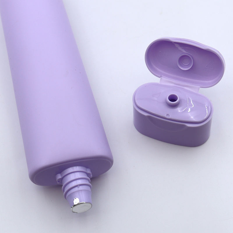 Tubo de plástico plano ovalado personalizado de 100 ml para el cuidado de la cara, máscaras de suero para la piel con tapa abatible y protector solar/embalaje de crema BB