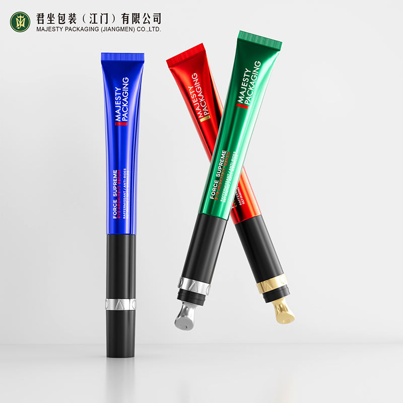 Logotipo personalizado, 15ml, 20ml, tubos de plástico de masaje eléctrico de alta gama, crema de ojos de aluminio vacía, aplicación de Metal de aleación de Zinc vibrante