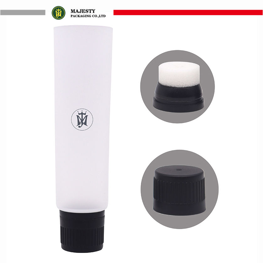Tubo suave de plástico PE personalizado con aplicador de esponja para abrillantador de zapatos para etiquetado e serigrafía