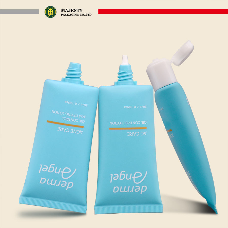Tubo de plástico cosmético con tapa abatible para crema facial, embalaje de tubo de protección solar BB impreso con pantalla para el cuidado de la piel