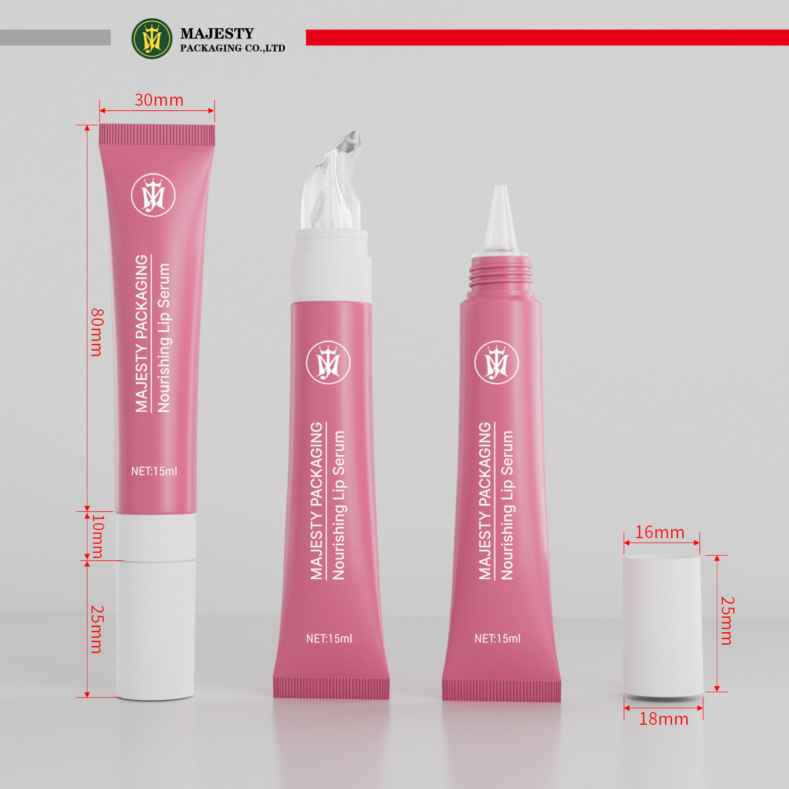 Tubos de compresión de brillo de labios personalizados de 10 ml y 15 ml Envases de brillo de labios Tubo suave de plástico Tubo de plástico personalizado para el cuidado de los labios