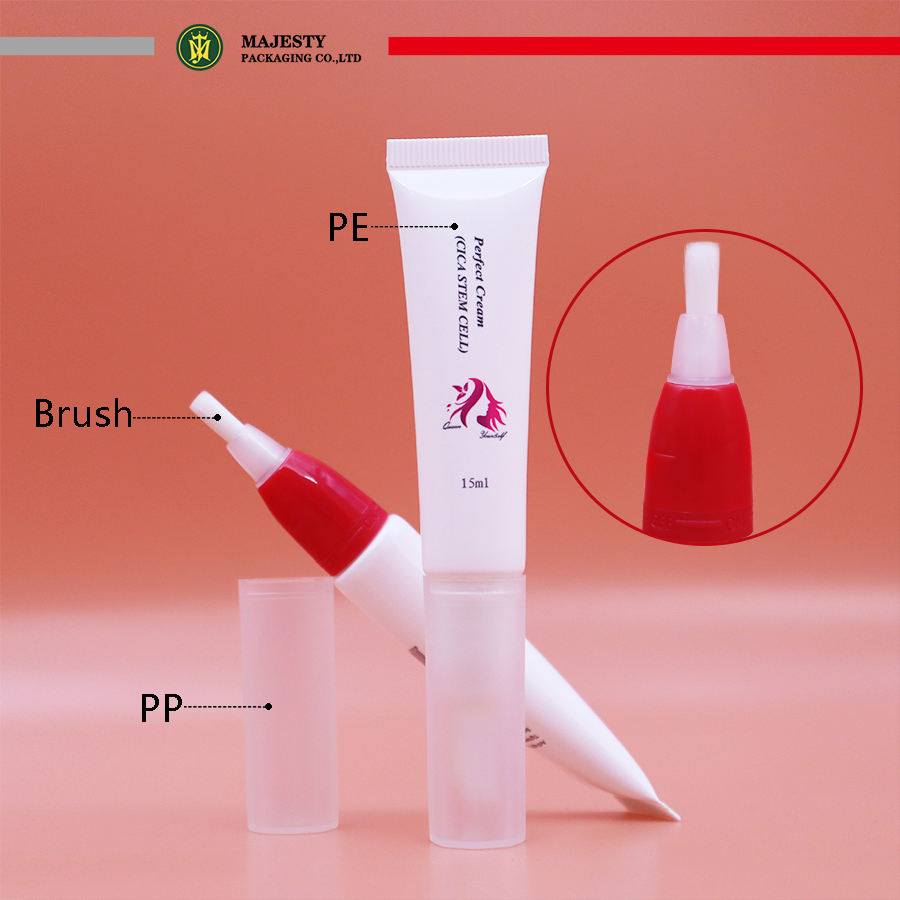 Mini tubos de embalaje de bálsamo labial de plástico, 5ml/10ml/15ml, con aplicador de cepillo, envases vacíos para bálsamo labial
