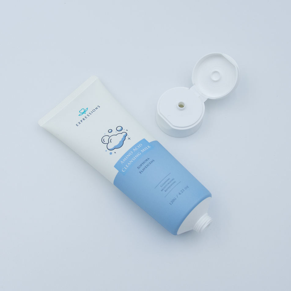 Tubo de plástico vacío exprimible de 80ml/100ml/150ml de fábrica OEM con tapa abatible para limpiador facial, protector solar, embalaje de crema para ojos