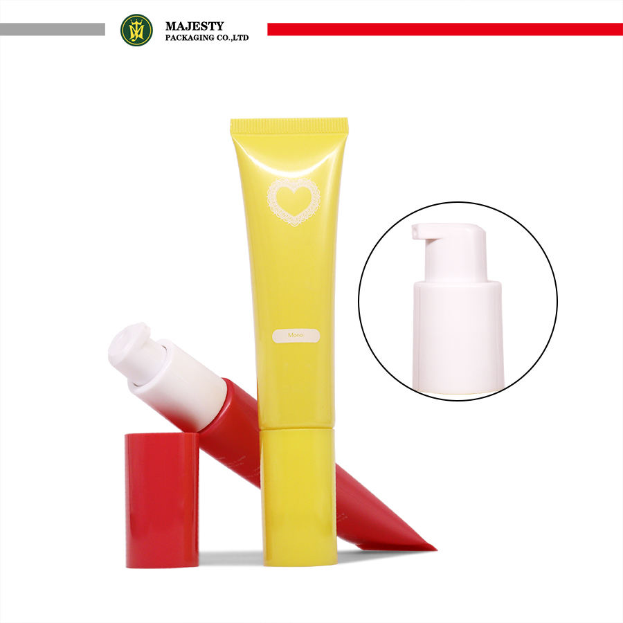 Tubo de loción de bomba cosmética de plástico personalizado, 30ml-60ml, aislamiento de protector solar, base líquida, embalaje de cabezal de bomba de vacío