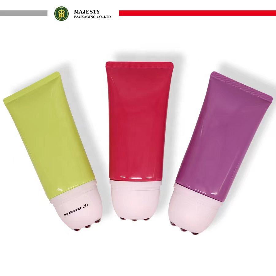 Serie de masaje de bolas con logotipo personalizado directo de fábrica, tubos vacíos para apretar, embalaje cosmético de plástico ecológico, serigrafía