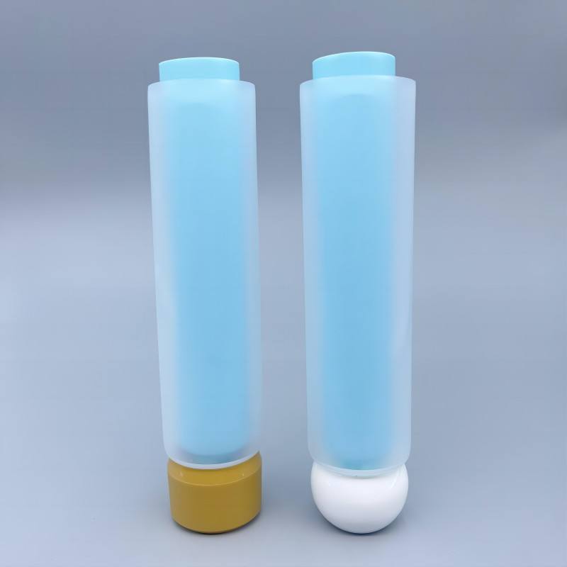 Envase de crema para ojos de loción de 50 ~ 100 ml de tubo doble suave de plástico de doble cámara con serigrafía para uso cosmético