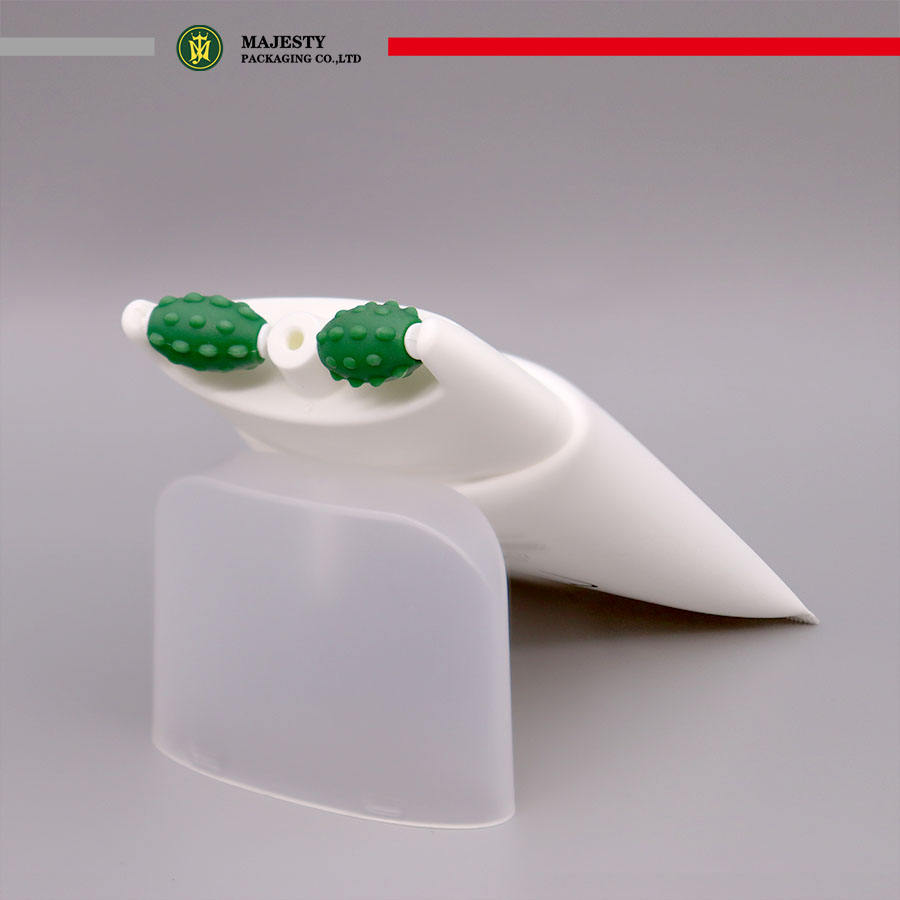 Tubo de plástico ovalado plano de plástico reciclable respetuoso con el medio ambiente, tubo funcional de masaje con dos rodillos para cuidado de la piel y crema para el cuidado del cuerpo, 80ml