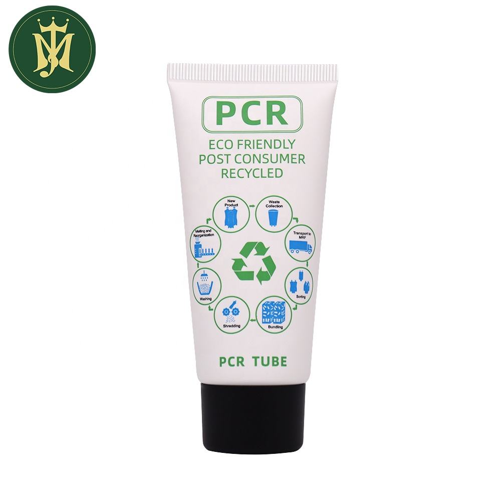 Tubo cosmético de plástico ecológico, embalaje de tubo plástico reciclable PCR, crema de manos, crema facial, tubo cosmético de plástico protector solar