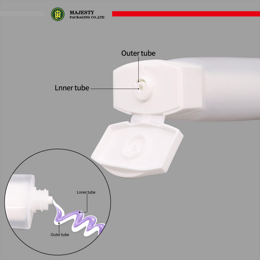 Tubo de doble cámara de doble capa, tapa abatible de cerámica, loción corporal, lavado de cara, tubo de plástico, embalaje cosmético, tubo exprimidor para el cuidado de la piel