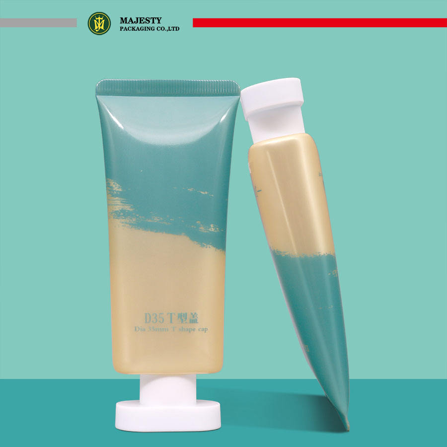 Logotipo privado Envase de cosméticos Embalaje de tubo de plástico Forma ovalada Tapa de rosca Tubo de compresión suave Manejo de superficie de impresión Offset
